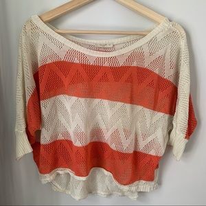 Love J Dolman Striped Crop Top Zig Zag Small